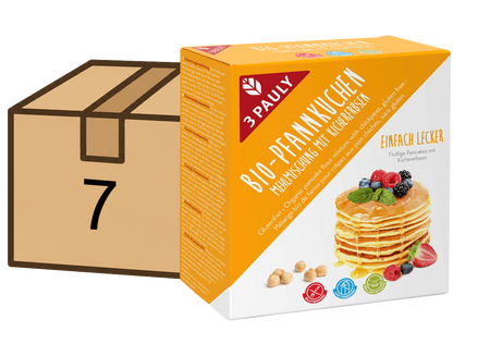 3-Pauly-Bio-Pfannkuchen-Mehlmischung-Bundle-7-Stueck-250g.png Bio Pfannkuchen Backmischung mit Kichererbsen, 7 Stück im Bundle, 7x 250g