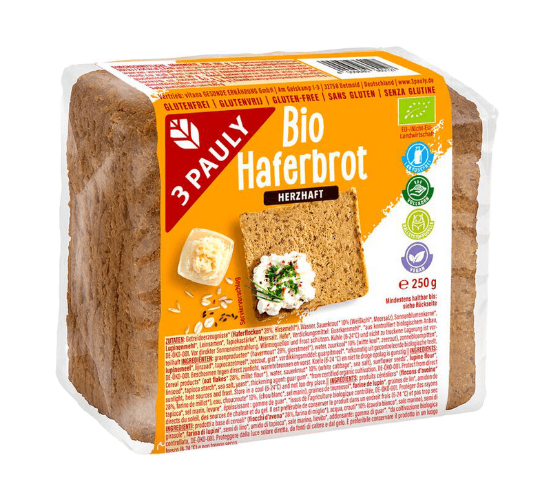 3PAULY - Haferbrot herzhaft bio, 250g, Verpackungseinheit: 1 Packung