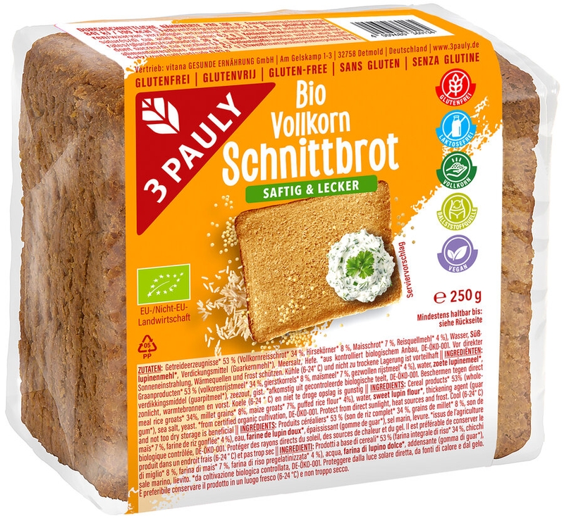 3PAULY - Vollkorn Schnittbrot bio, 250g