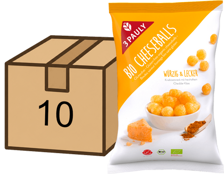 4009680362282-3Pauly-Cheeseballs-Bundle-10-Stueck-65g.png 3 Pauly Bio Cheeseballs glutenfrei, Bundle mit 10 Stück, 10x 65g