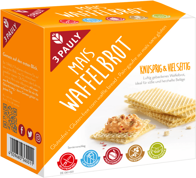 Mais Waffelbrot luftig gebacken, glutenfrei, 6 Stück im Bundle, 6x 100g
