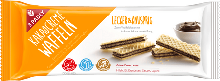 4009680362022-3Pauly-Kakaocreme-Waffeln-Einzelpackung-125g.png Kakaocreme Waffeln zarte Waffelblätter mit lockerer Kakaocremefüllung, glutenfrei, 125g